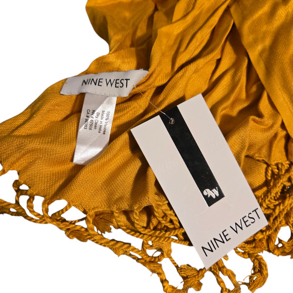 NWT Nine West Mustard Scarf Shawl with Tassels - Picture 6 of 6